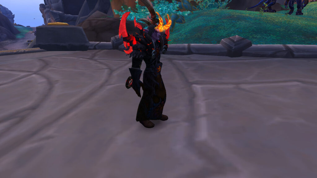 WoW a night elf with fiery horns